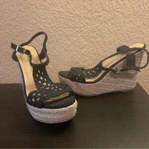 Mossimo supply company black crochet wedge sandals